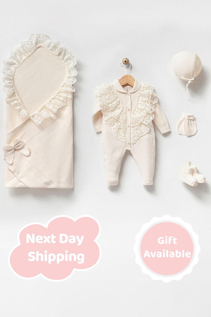 knitwear coming home outfit for newborn baby girl