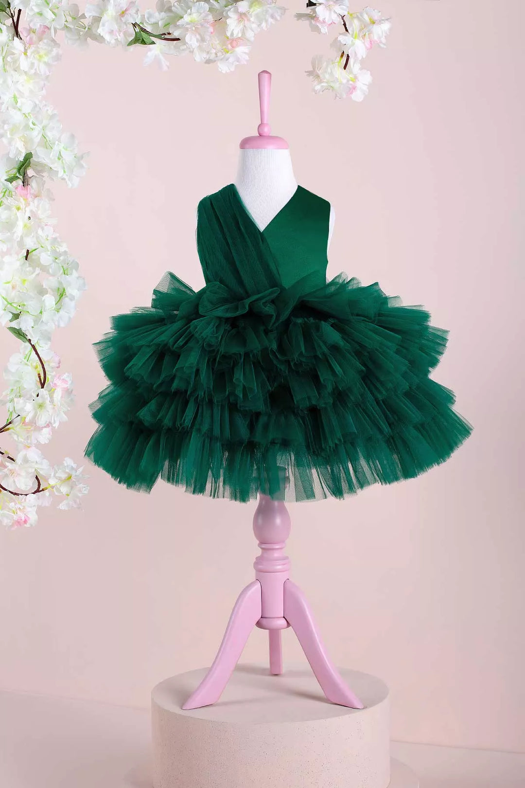 Green fluffy dress