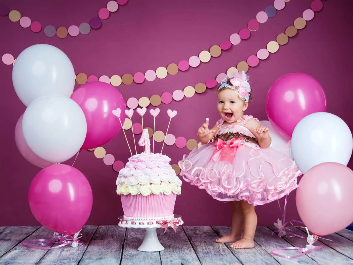 A girl wearing tutu princess birthday dress.