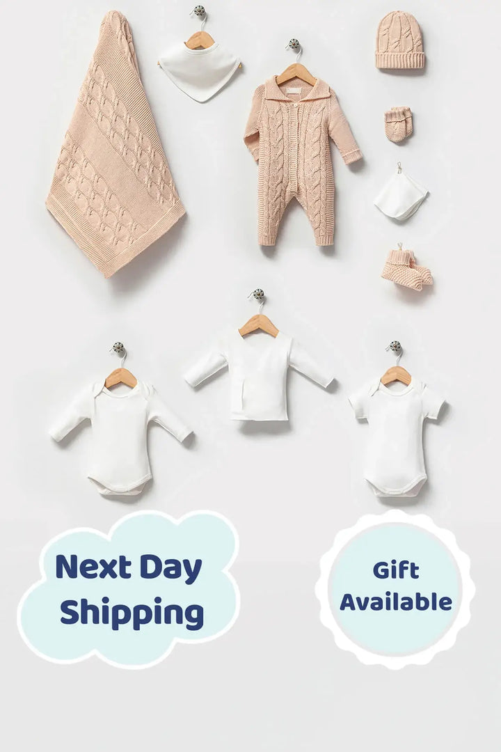 Axel Beige Newborn Coming Home Outfit (10 Pcs)