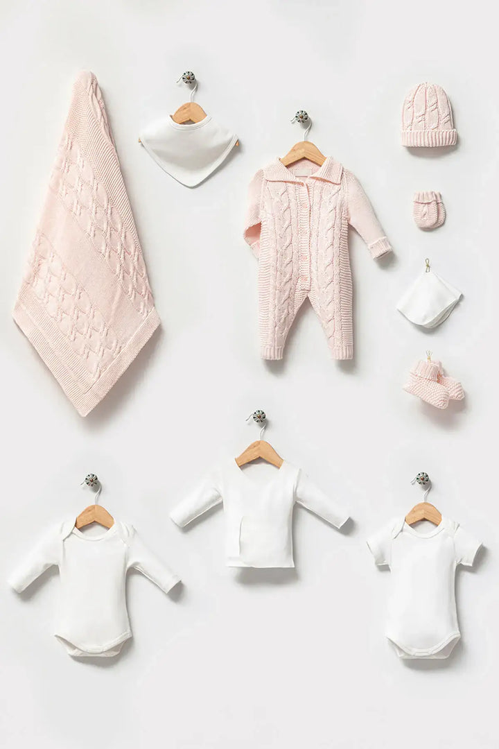 Axel Pink Newborn Girl Coming Home Outfit (10 Pcs)
