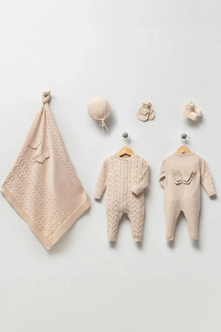 Angel Beige Newborn Knitwear Coming Home Set (5 pcs)