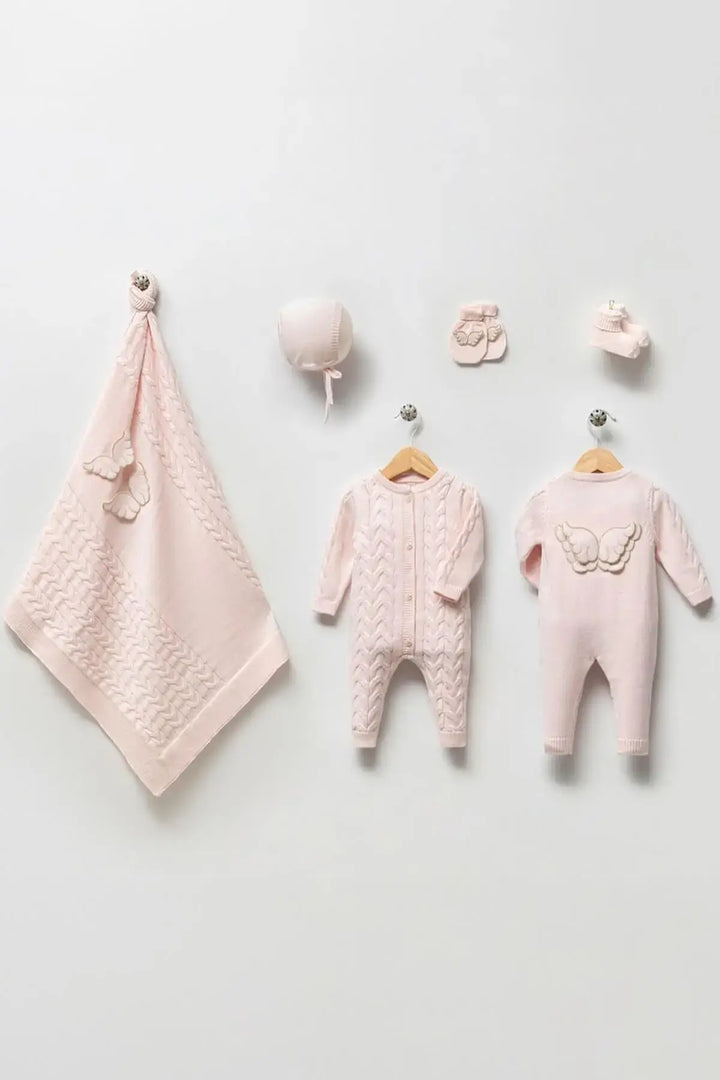 Angel Pink Newborn Knitwear Coming Home Set (5 pcs)