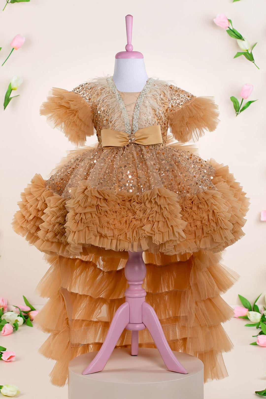 chloe gold dress Revelry Chloe Sequin Maxi Low Back Dress Sz 12 in Rose Gold, Brides Maid