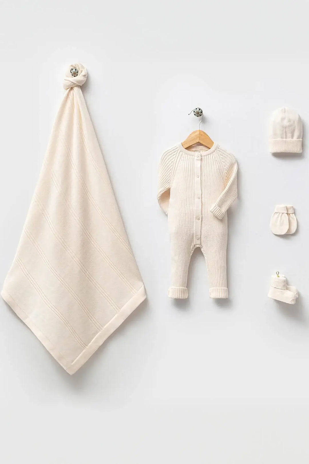 Elliot Cream Newborn Knitwear Coming Home Set ( 5 Pcs)