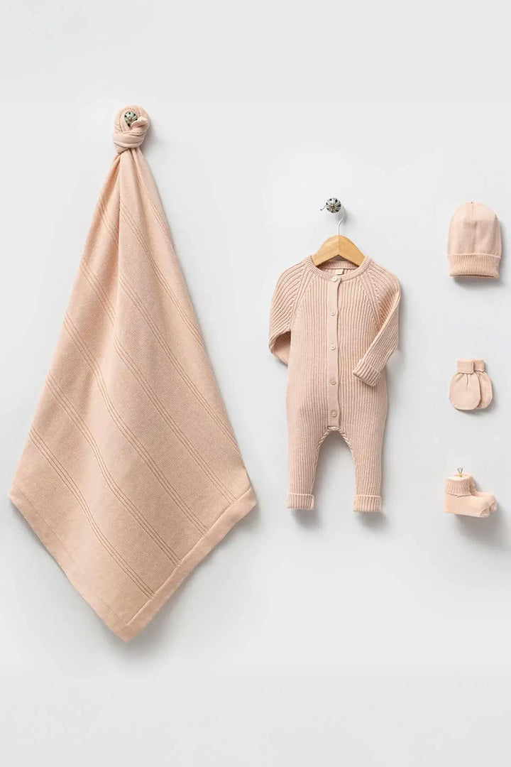 Elliot Beige Newborn Knitwear Coming Home Set ( 5 Pcs)