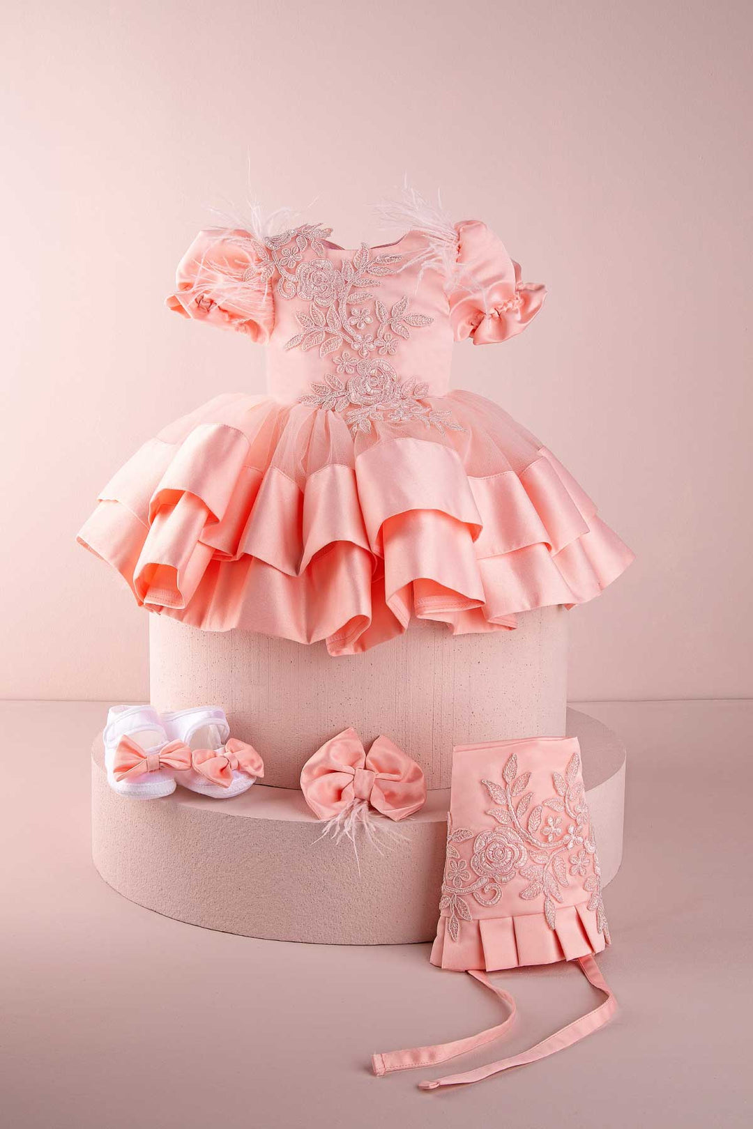 Linda Peach Baby Dress Set