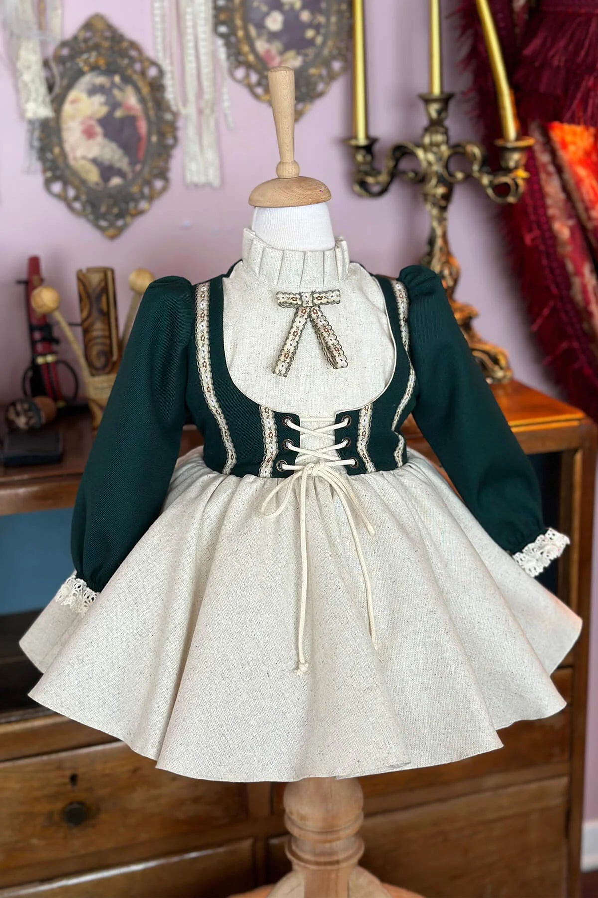 Elegant Baby Girl Festive Green Christmas Outfit – Holiday Dress 4 Y