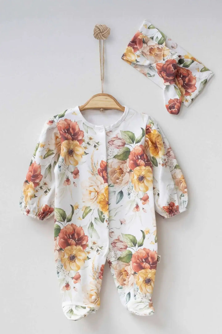 Yellow Floral Baby Onesie Set