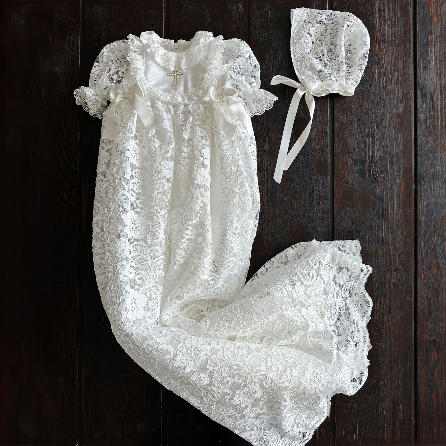 baptism dresses for newborns Victoria Dress - Baby Girls A vintage white gown with lace and bonnet Lola Christening Gown Baby