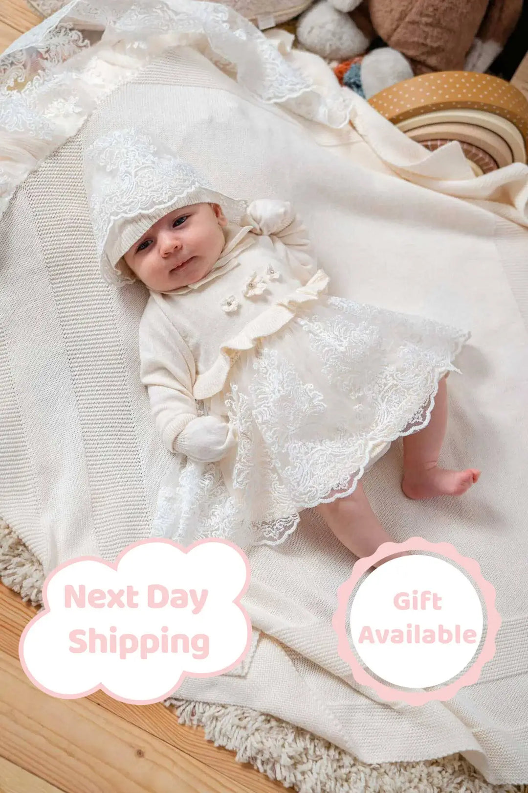 Brea Cream Knit Newborn Coming Home Set THA Dressing Brea Cream Knit Newborn Coming Home Set THA Dressing