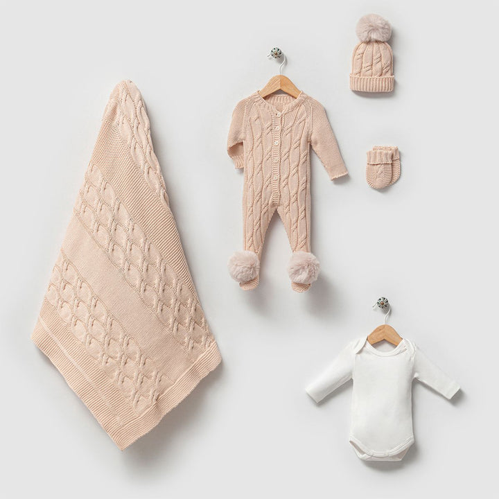 Daniel Beige Newborn Knit Coming Home Set (5 pcs)