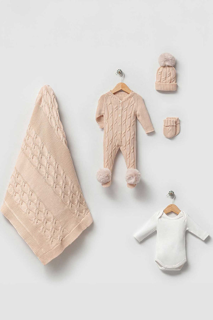 beige newborn baby coming home set