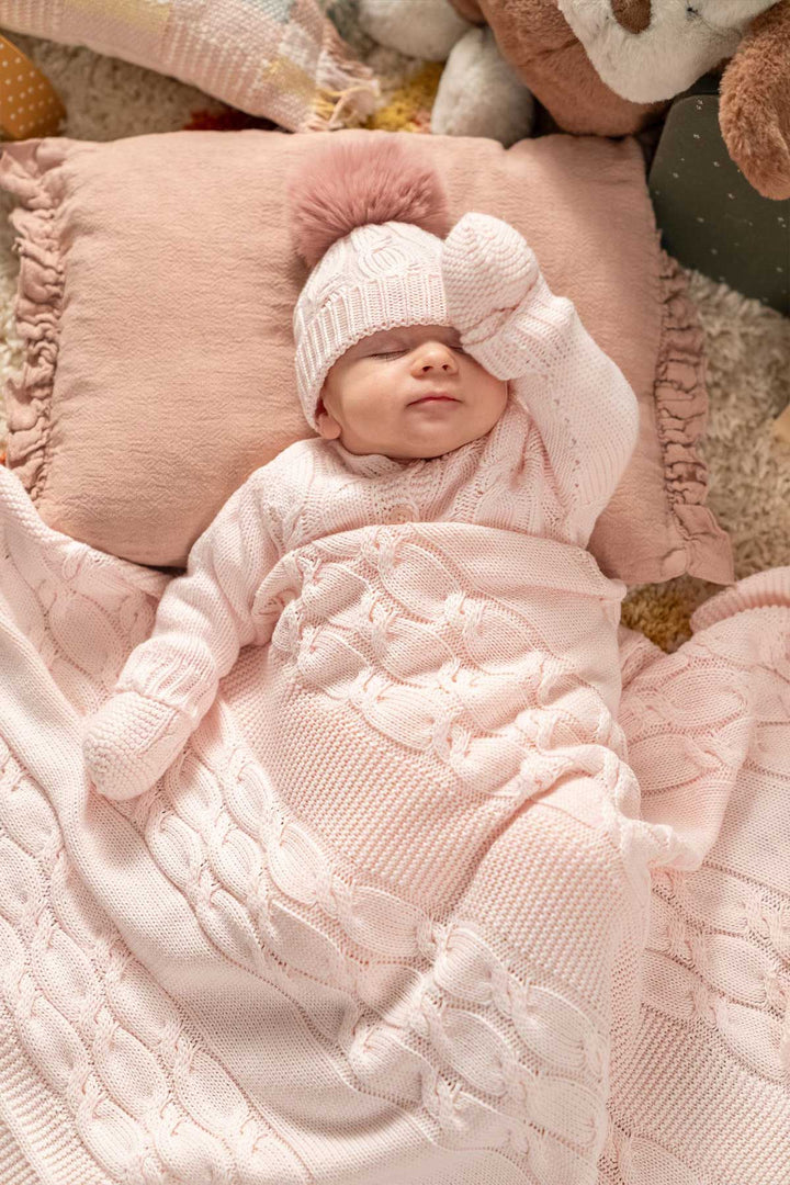 pink knitwear set for newborn baby girl