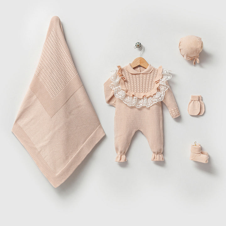 Daphne Beige Newborn Knitwear Coming Home Set (5 pcs)