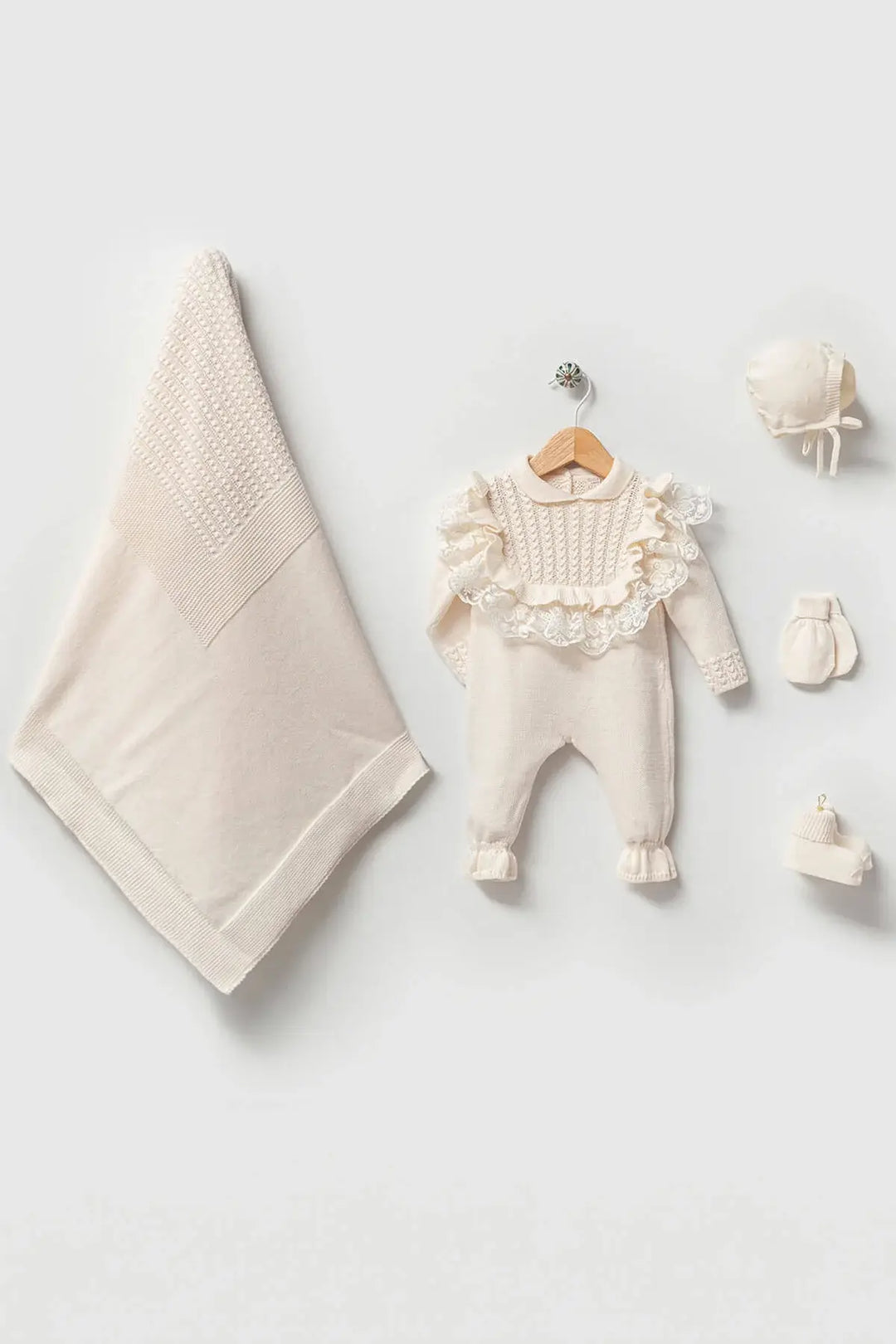 Daphne Cream Newborn Knitwear Coming Home Set (5pcs)