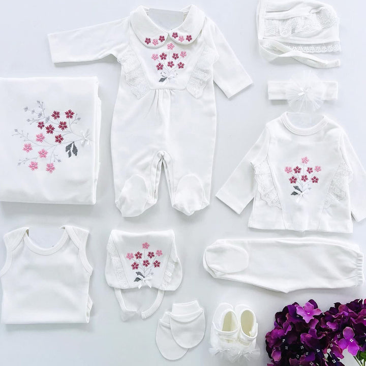 Heidi Newborn Baby Girl Homecoming Outfit Set (11 pcs)