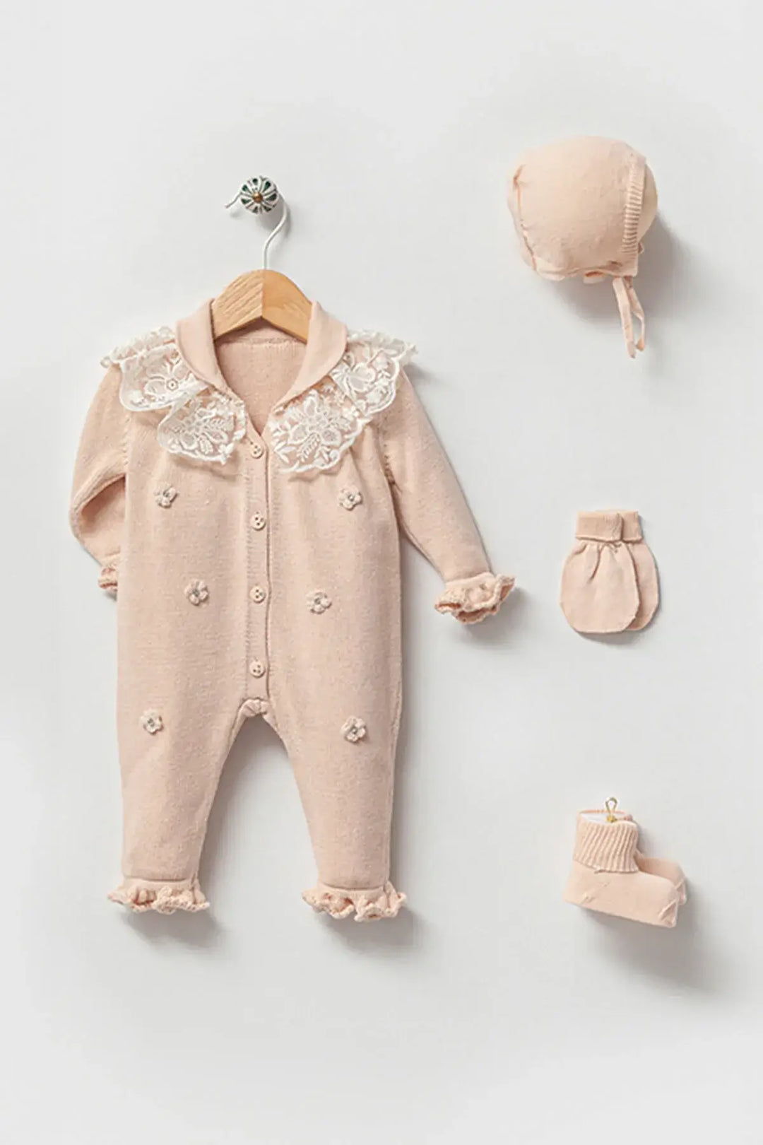 Lily Beige Newborn Girl Coming Home Set (5 Pcs)