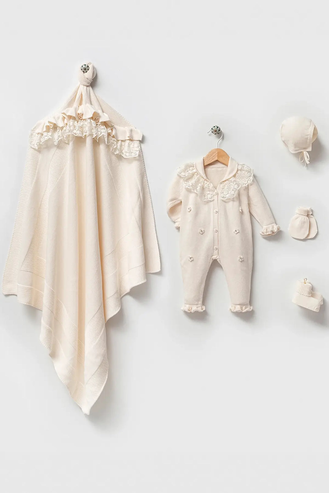 Lily Cream Newborn Knitwear Coming Home Set (5 pcs)