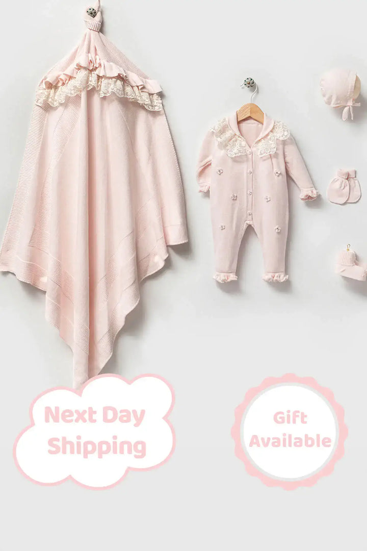 Lily Pink Newborn Girl Coming Home Set (5 Pcs)