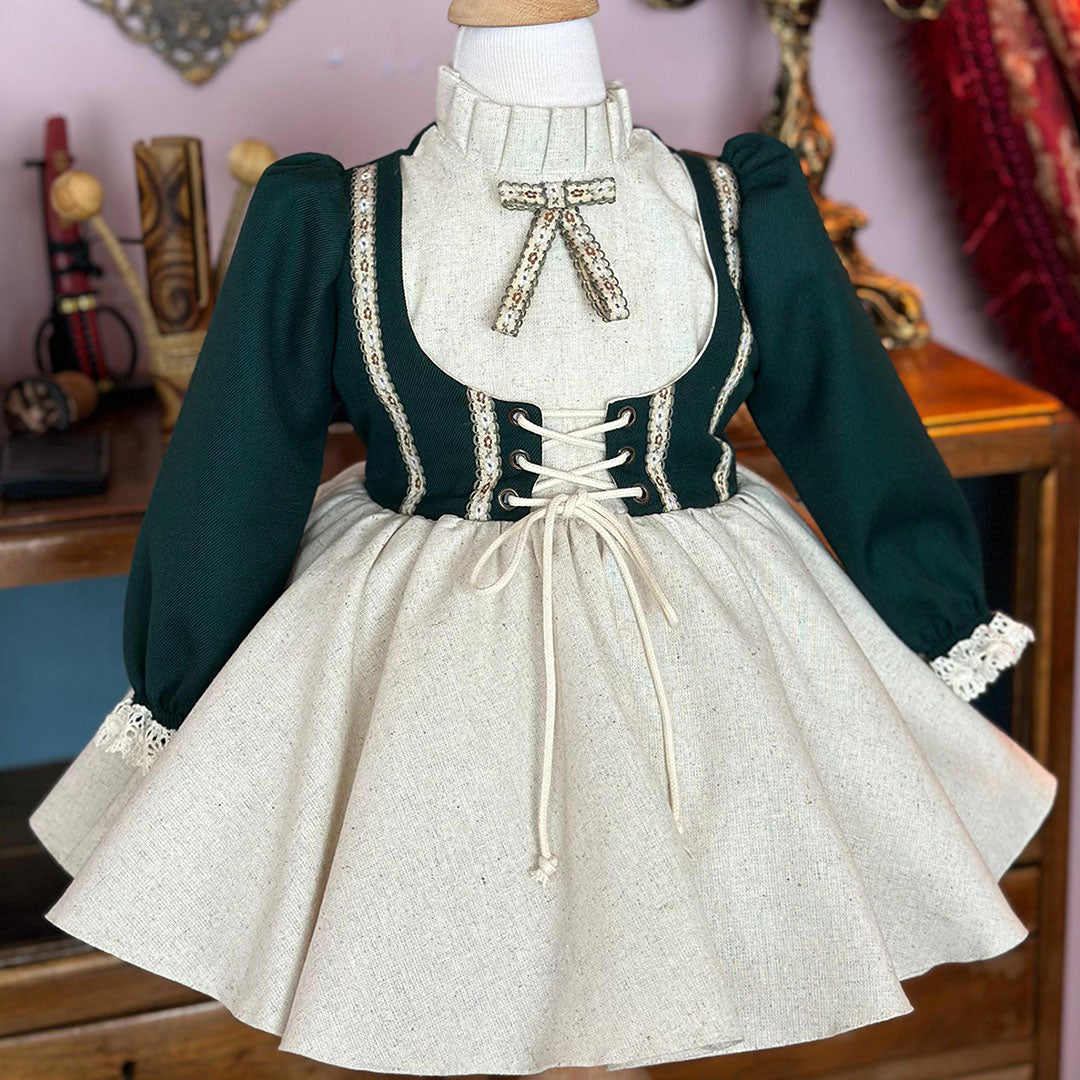 Elegant Baby Girl Festive Green Christmas Outfit – Holiday Dress 4 Y