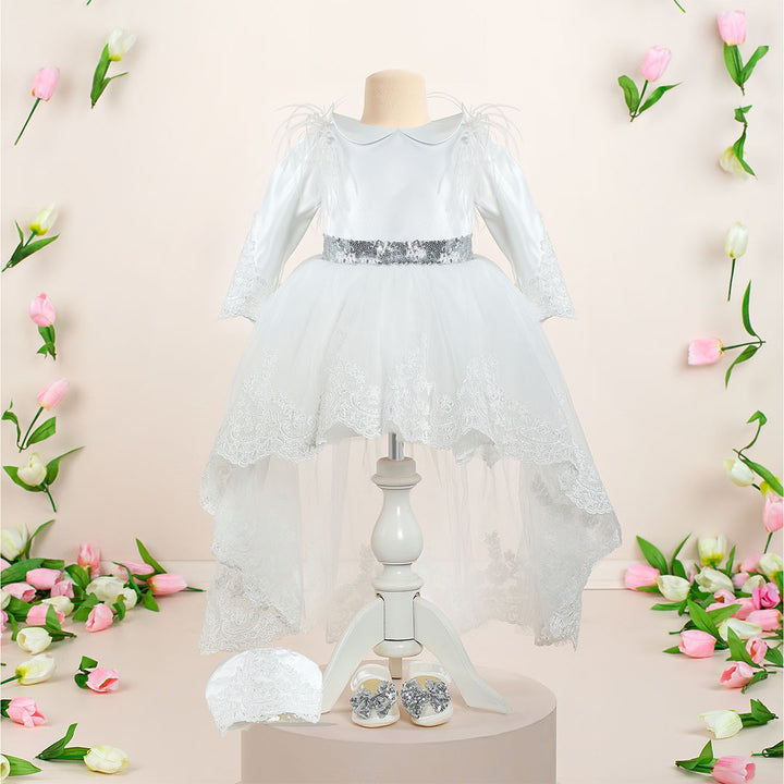 Jaelyn White Baby Dress Set