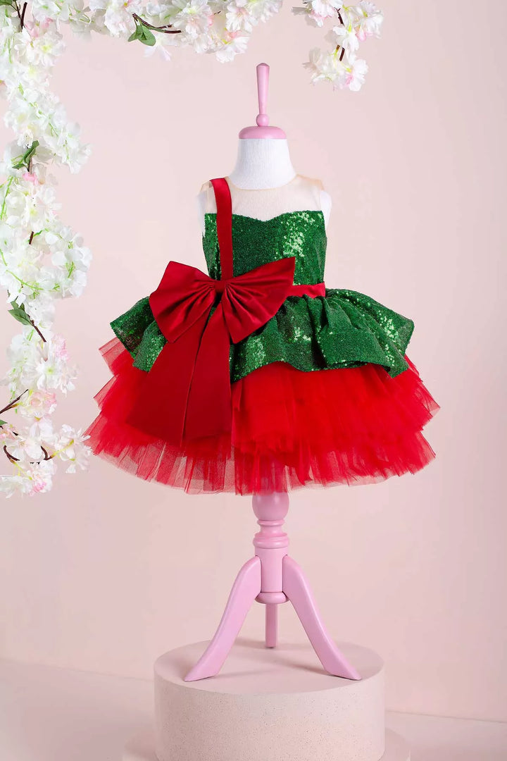 Red green Christmas dress