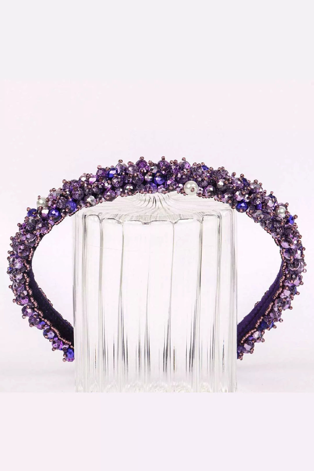 A crystal purple hair crown for girls.