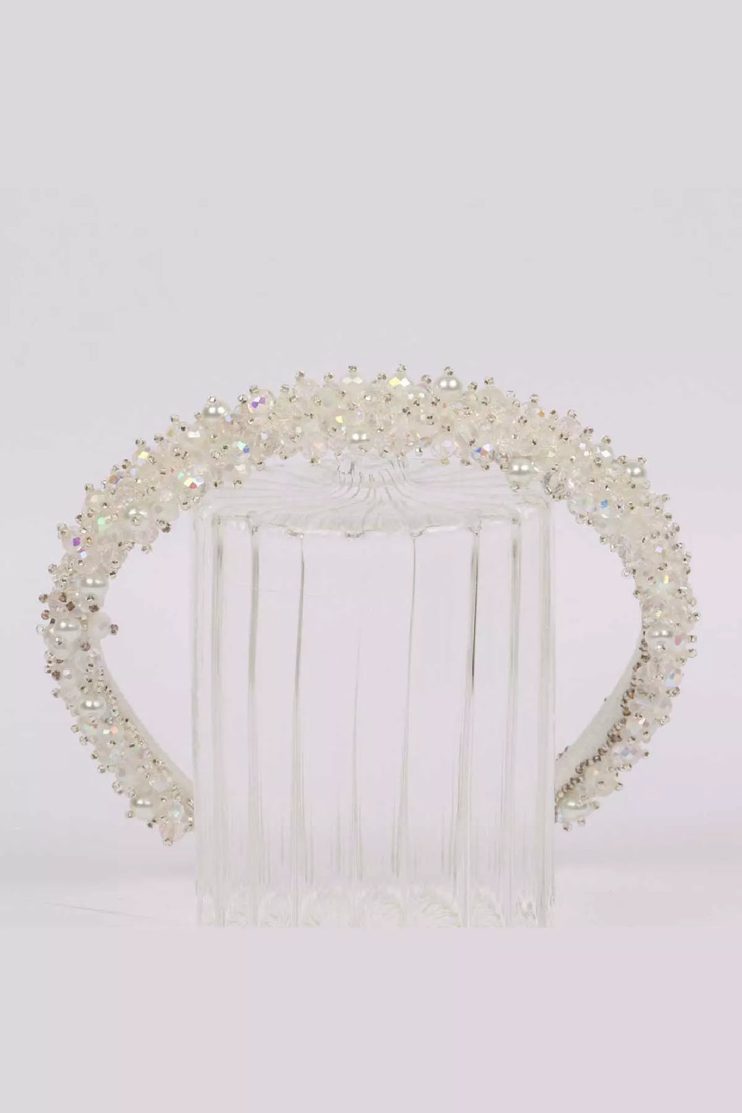 A crystal white hair crown for girls.
