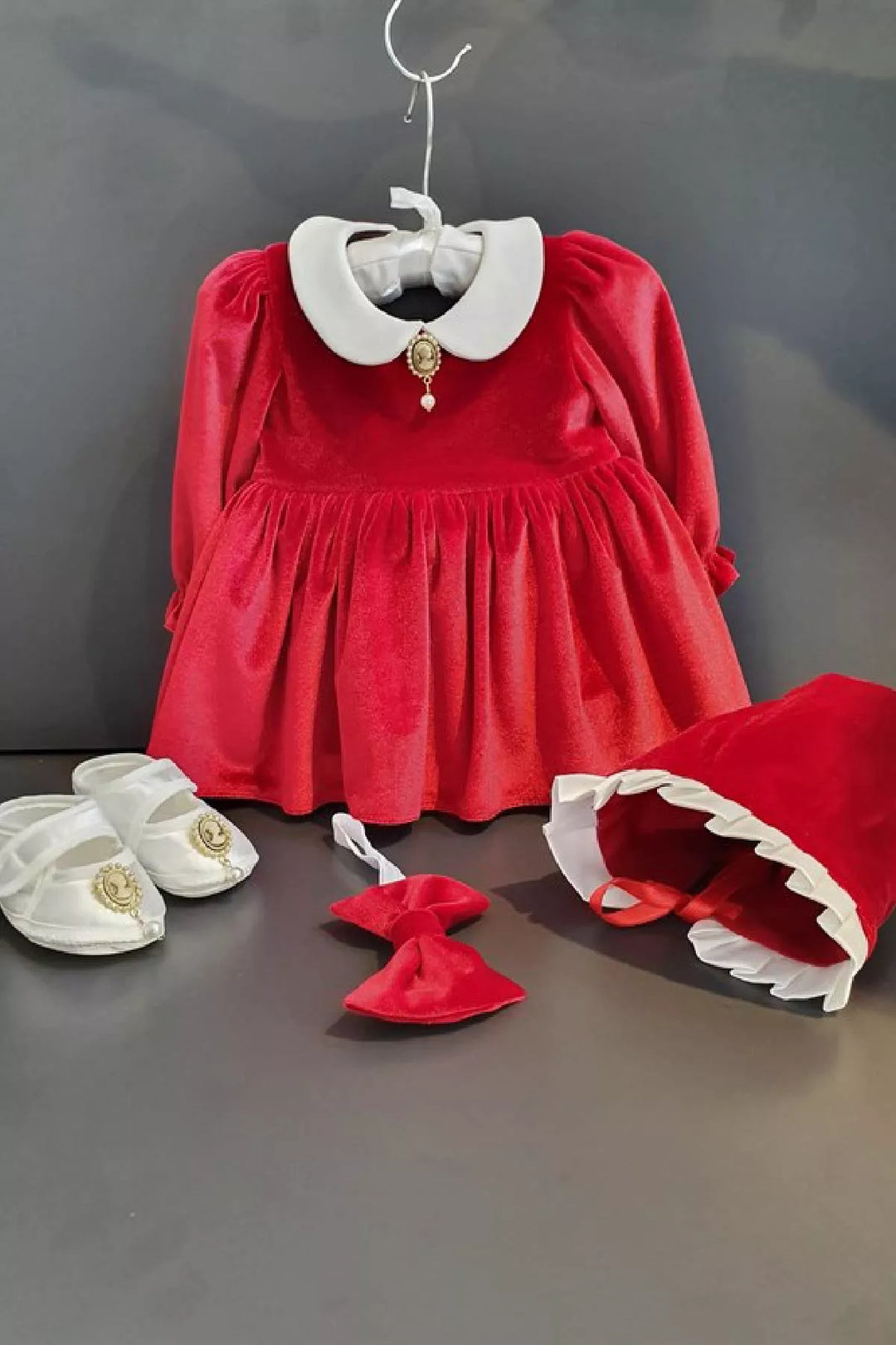 Red velvet baby dress