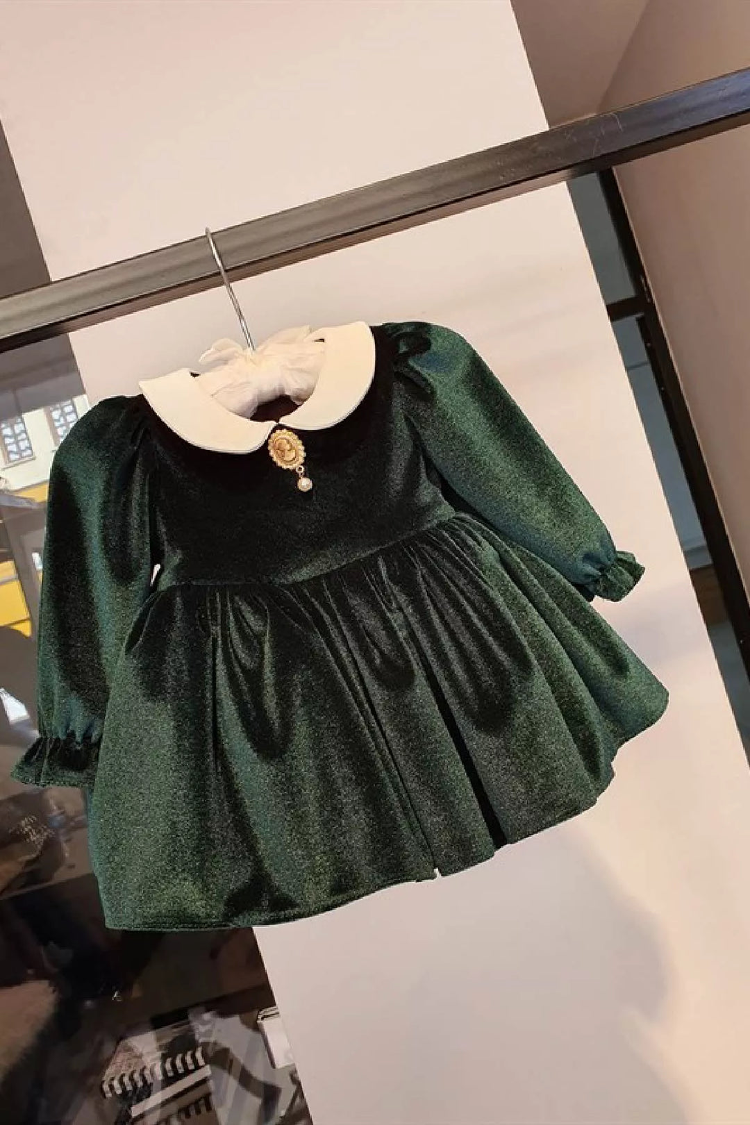 Green velvet outlet baby christmas dress