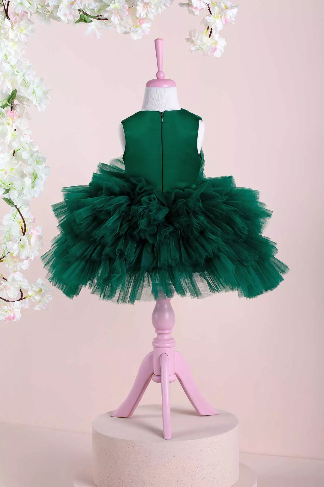 Green fluffy dress