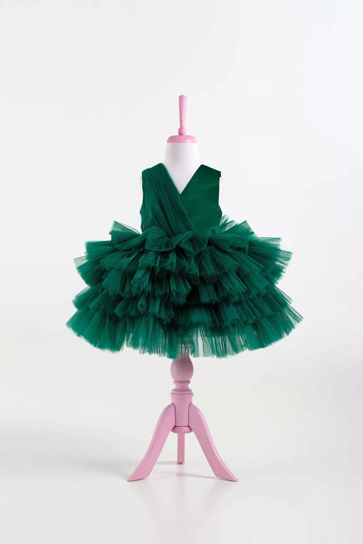 Green fluffy dress